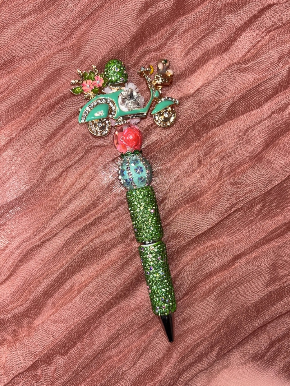 Green Glitter Scooter Charm Pen - Women Jewelry